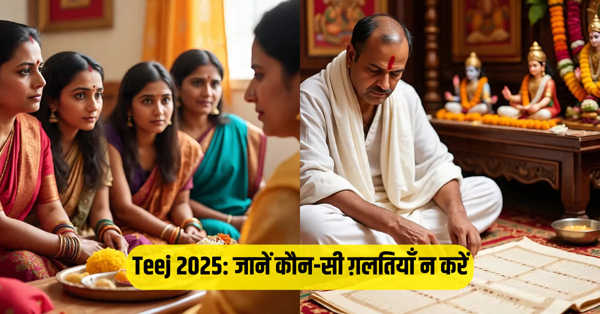 हरतालिका तीज 2025 व्रत पूजा करते हुए महिलाएँ